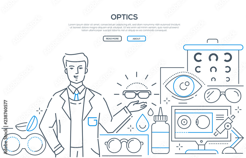 Optics - modern line design style web banner Optics - modern line design style web banner