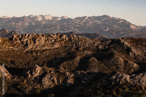 Viewpoint of Fito, sunset view of the Picos de Europa. Asturias, Spain
