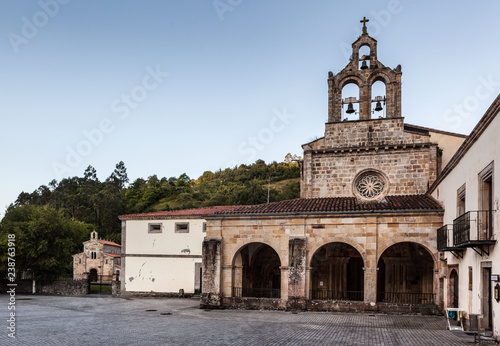 Monastery of Saint Mary and church of St Salvador de Valdediós, a Roman Catholic Asturian pre-Romanesque Asturian architecture. Asturias, Spain photo