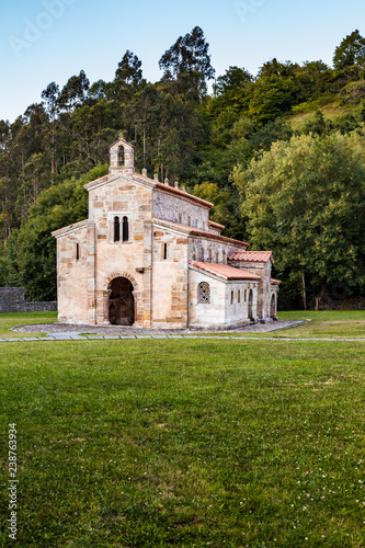 The church of St Salvador de Valdediós is a Roman Catholic Asturian pre-Romanesque Asturian architecture. Asturias, Spain