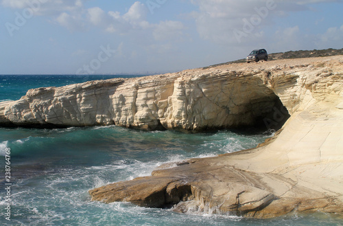 White rocks on Agios Georgios Alamanos Beach in Limassol, Cyprus