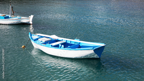 Traditional blue and white colour fishing boat © wip-studio