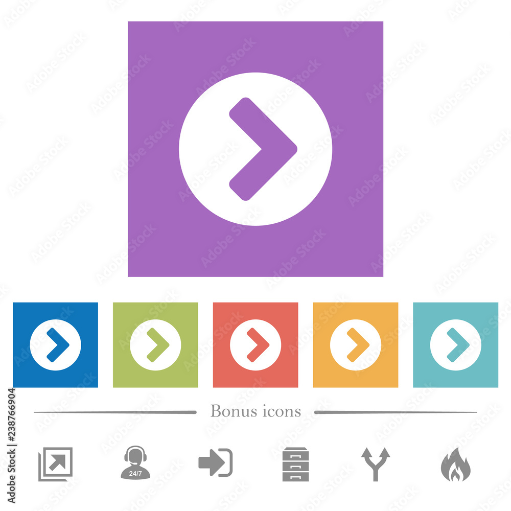 Chevron right flat white icons in square backgrounds Chevron right flat white icons in square backgrounds