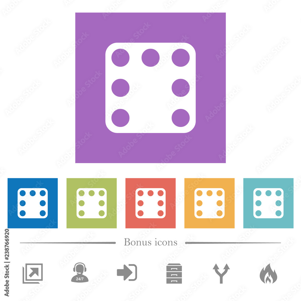 Domino seven flat white icons in square backgrounds Domino seven flat white icons in square backgrounds