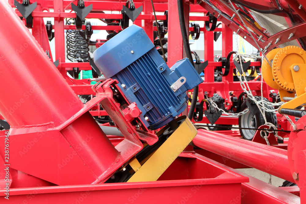 Image of electric motor of an agricultural machine. Image of electric motor of an agricultural machine.