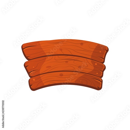 Cartoon wood sign board with three boards. Old west wood plank. Welcome board. Plank for banners or messages. Vector wood board isolated on white background.