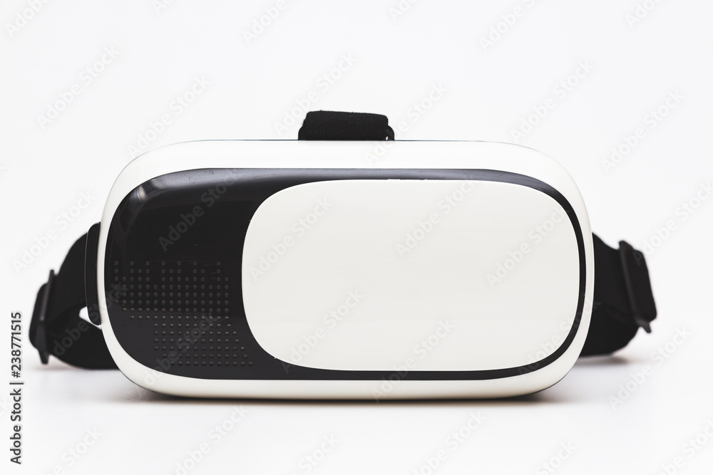 Close up view of a VR - VIRTUAL REALITY GLASSES FOR SMART PHONE over white background Close up view of a VR - VIRTUAL REALITY GLASSES FOR SMART PHONE over white background