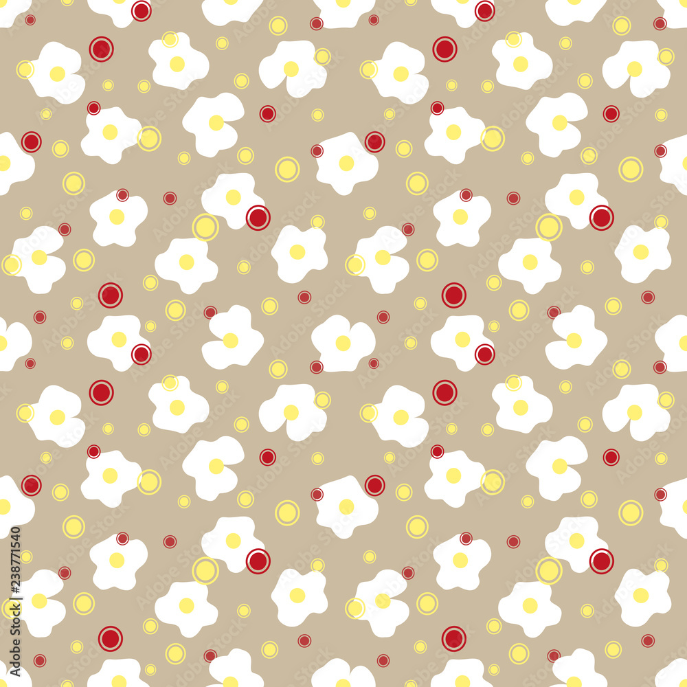Floral abstract trendy seamless pattern. Fabric design with flat simple summer flowers. Childlike cute hand drawn backdrop illustration. Vector quirky texture graphic pattern decorative background