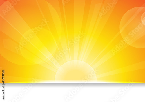 Vector : Sun and lens flare on orange background