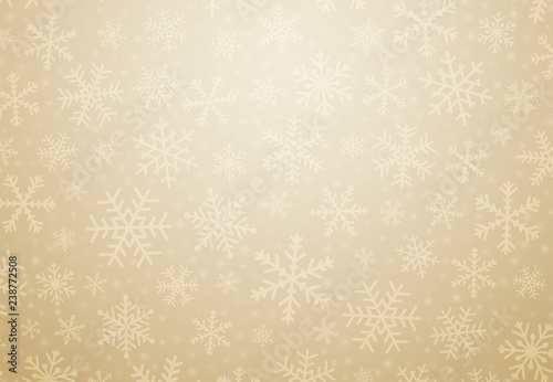 Gold christmas vector background with snowflakes