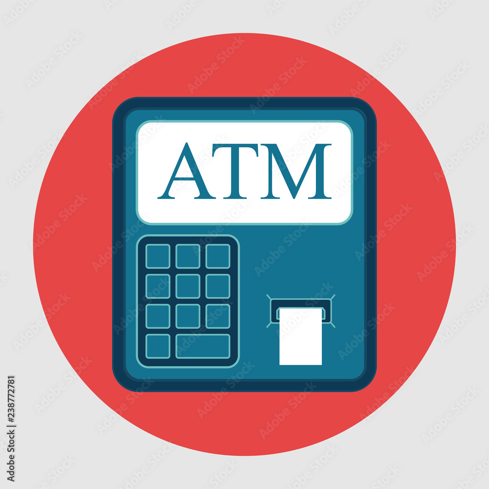 Icon ATM withdrawals from card, flat design, financial capacity Icon ATM withdrawals from card, flat design, financial capacity