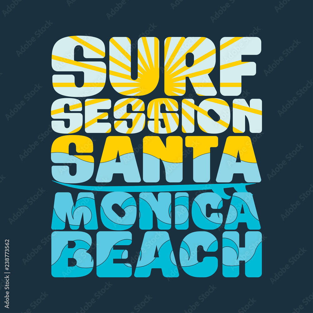 Fototapeta t-shirts Surfing session, t-shirts santa monica, water sport