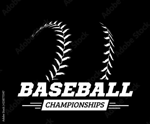 Baseball ball on black background. Vector illustration