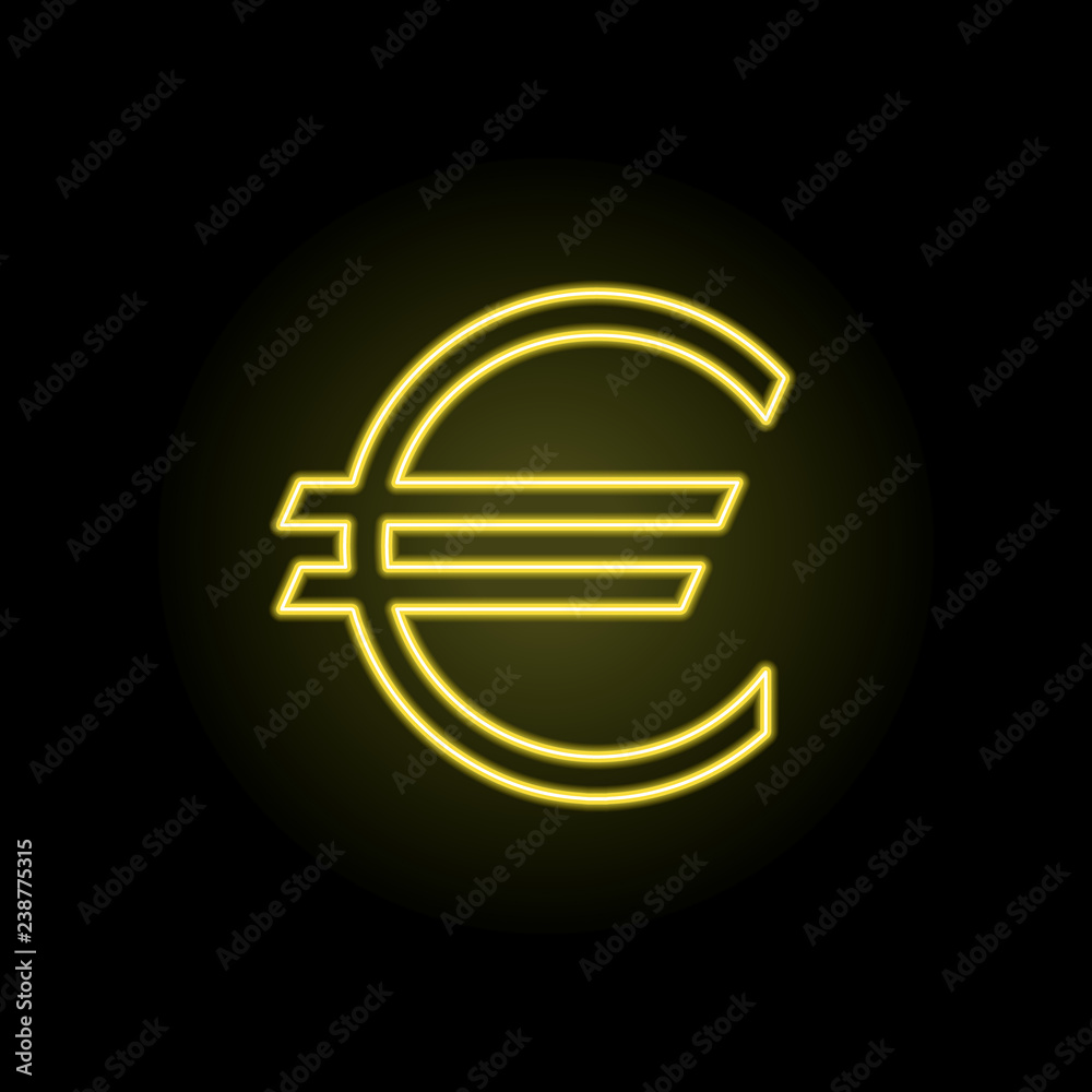 Obraz premium euro sign on a black background in neon lighting