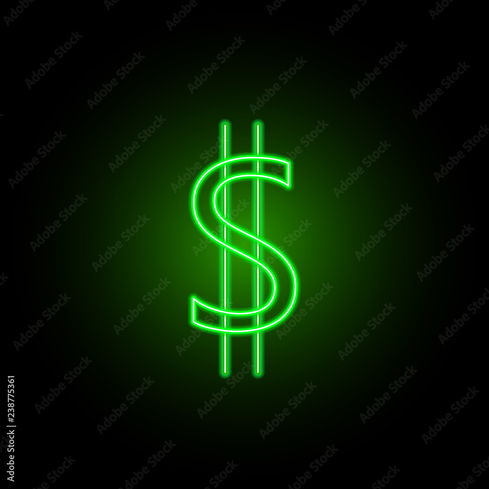 the sign of the us dollar is highlighted by a neon green effect the sign of the us dollar is highlighted by a neon green effect