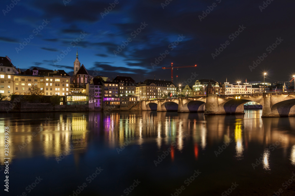 Middle bridge over the river Rhine in Basel, Switzerland