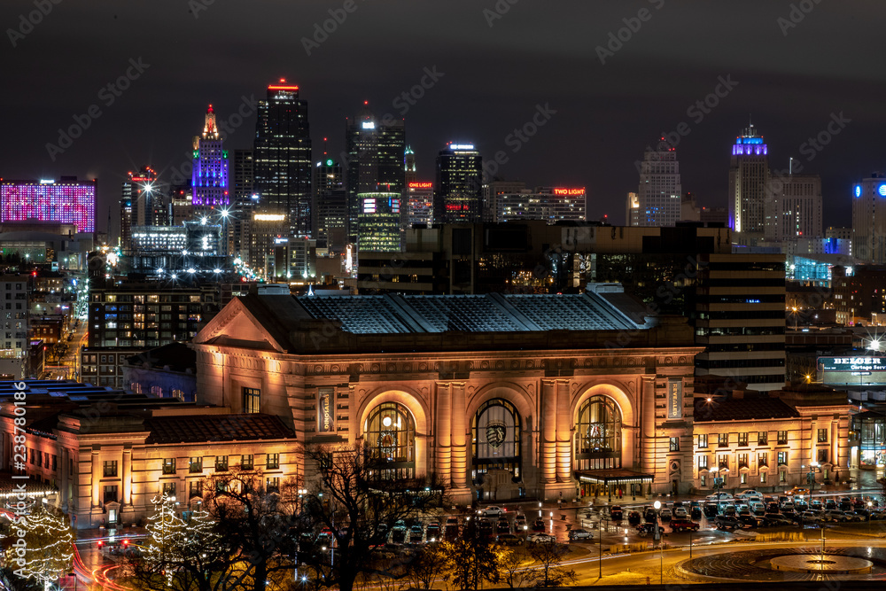 Kansas City's Union Station after dark