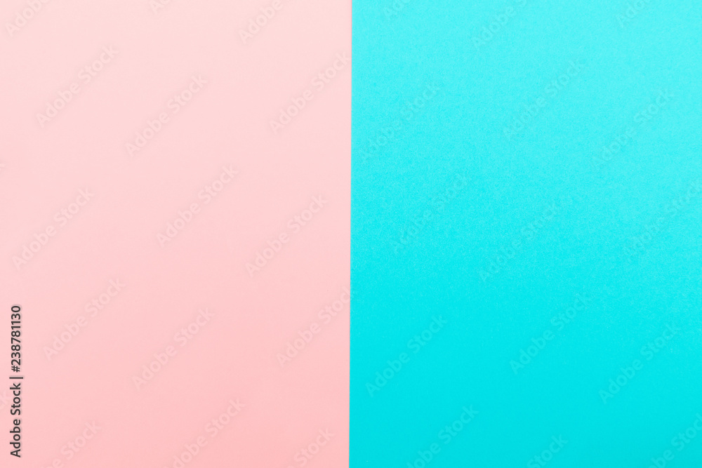 Fototapeta premium Blue and pink pastel color paper flat lay background