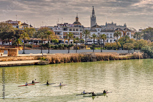 Cityscape of Seville and the Guadalquivir river. photo