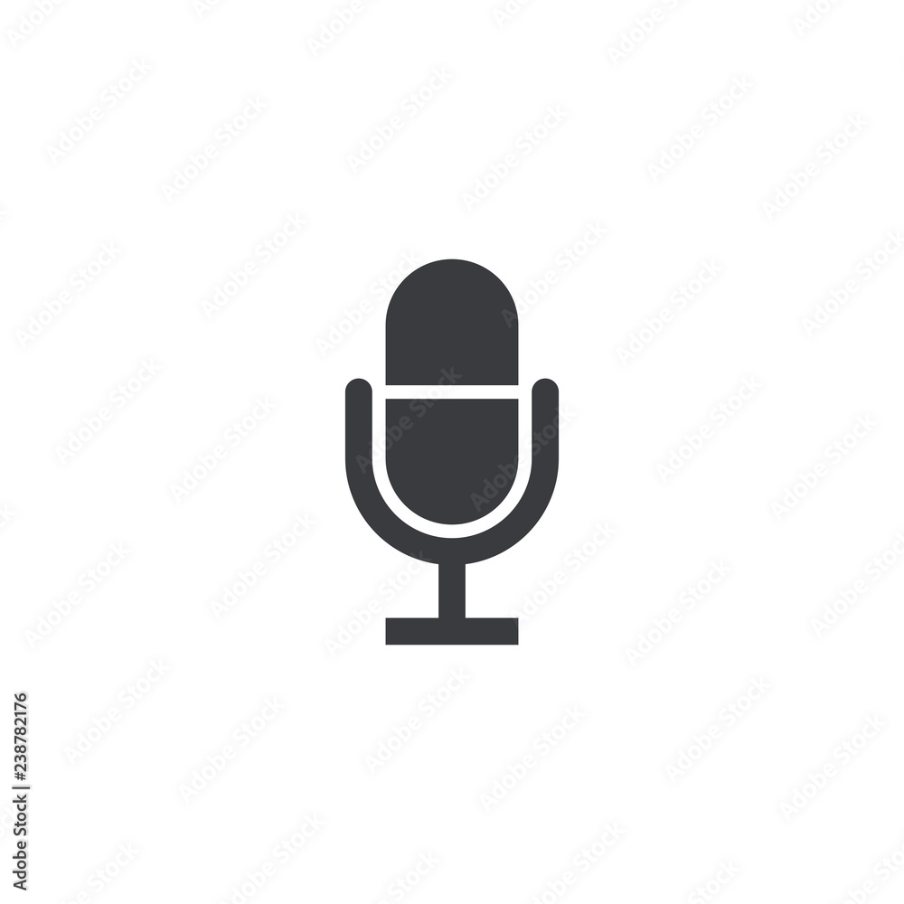 Microphone icon. Vector recorder symbol. Microphone shape. Record sign. Interface button. Element for design search app chat messenger or website Microphone icon. Vector recorder symbol. Microphone shape. Record sign. Interface button. Element for design search app chat messenger or website