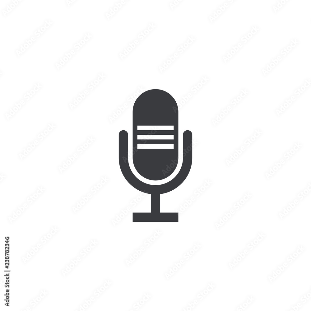 Microphone icon. Vector recorder symbol. Microphone shape. Record sign. Interface button. Element for design search app chat messenger or website Microphone icon. Vector recorder symbol. Microphone shape. Record sign. Interface button. Element for design search app chat messenger or website