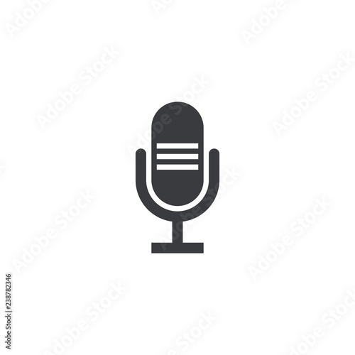 Microphone icon. Vector recorder symbol. Microphone shape. Record sign. Interface button. Element for design search app chat messenger or website