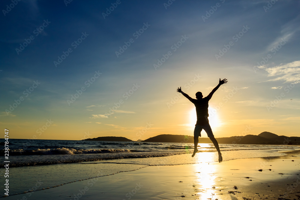 silhouette of young man