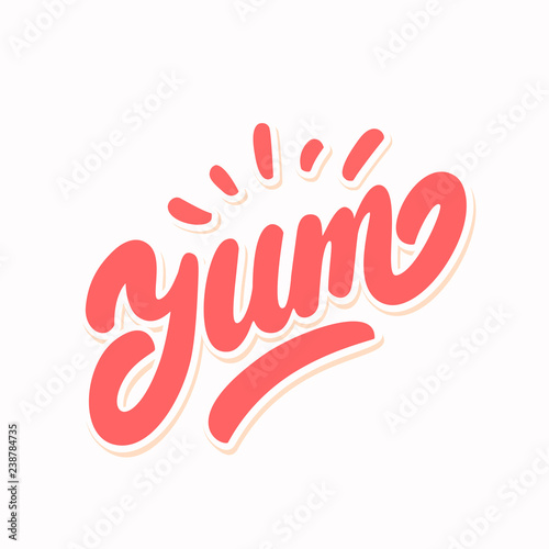 Yum. Yummy word. Vector lettering.
