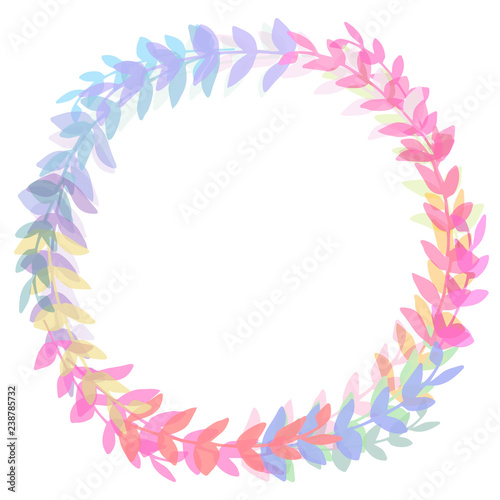 Colorful Leaf Wreath. Pink and Purple Round Wreath