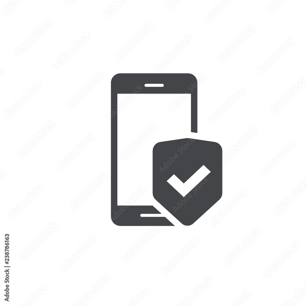 Mobile phone security protection vector icon, line outline art smartphone protected with shield sign, cellphone protection or guard secure technology concept, privacy or private access Mobile phone security protection vector icon, line outline art smartphone protected with shield sign, cellphone protection or guard secure technology concept, privacy or private access