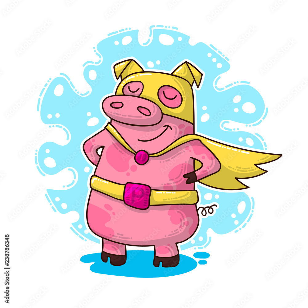 New Year illustration with Pig New Year illustration with Pig