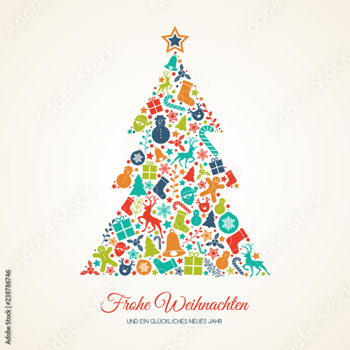 Frohe Weihnachten und Gluckliches Neues Jahr - german Christmas wishes. Vector.