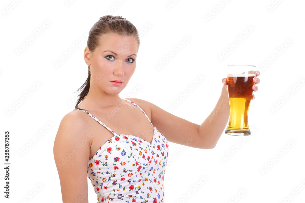 Young beautiful girl with mug of light beer Young beautiful girl with mug of light beer