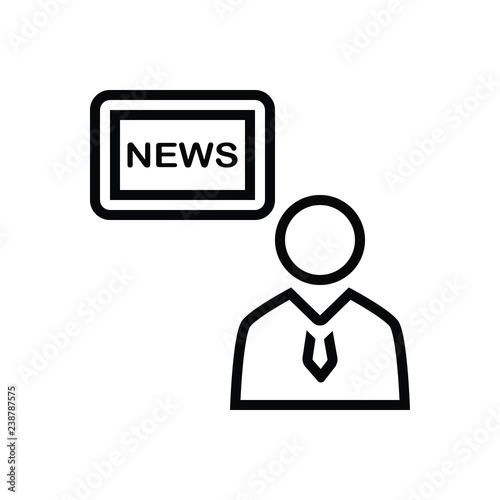 Black line icon for news anchor
