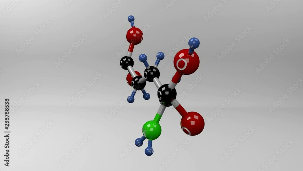 Glutamate molecule. Molecular structure of glutamic acid, non essential