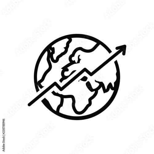 Black line icon for economy world