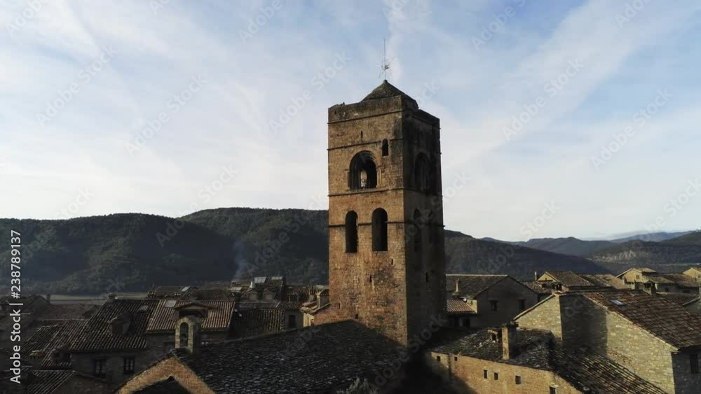 Ainsa. Village of Huesca. Aragon ,Spain. 4k Drone Video Ainsa. Village of Huesca. Aragon ,Spain. 4k Drone Video