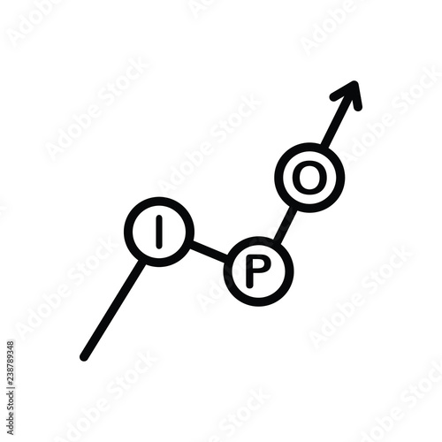 Black line icon for ipo stock