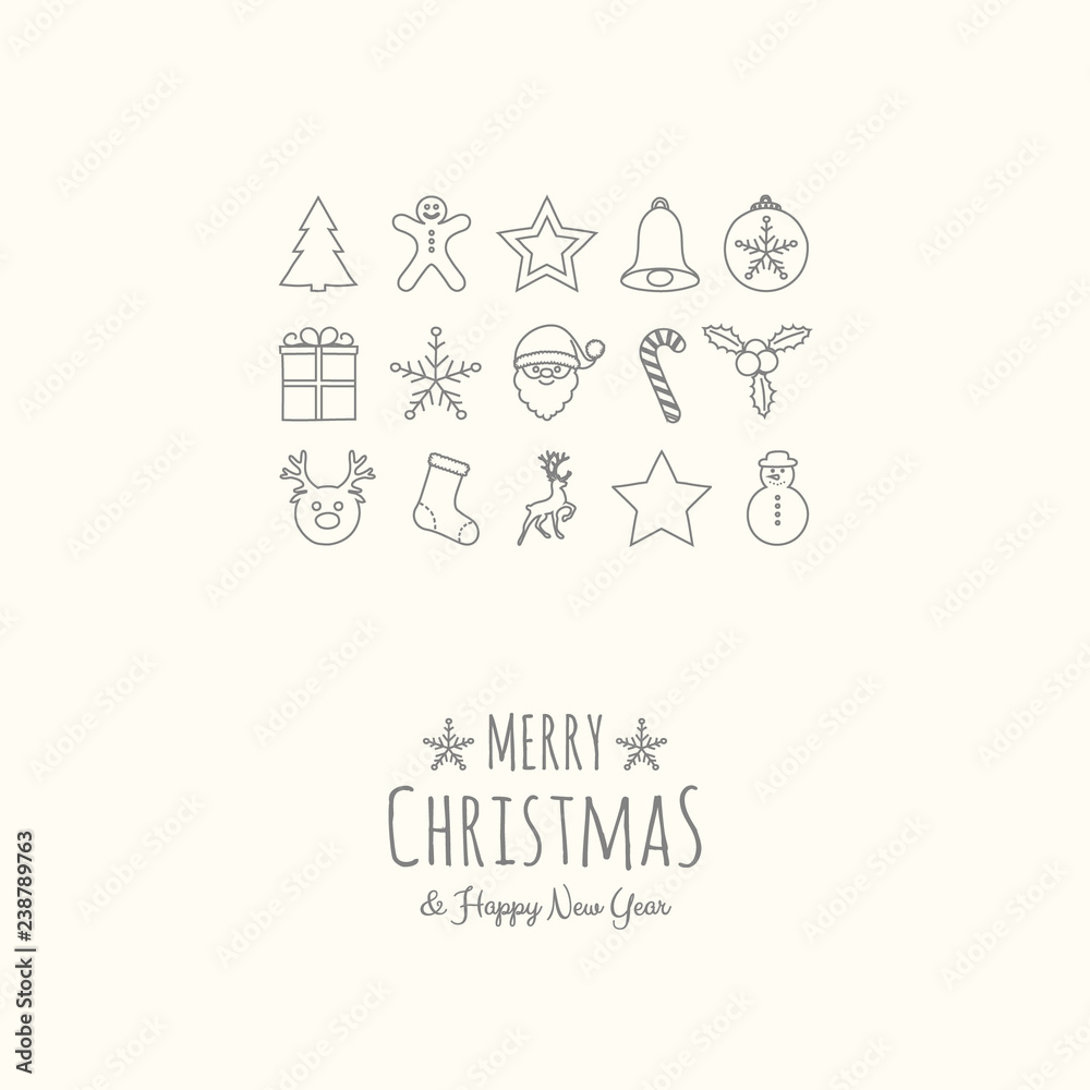 Design of Christmas banner with wishes and hand drawn ornaments. Vector. Design of Christmas banner with wishes and hand drawn ornaments. Vector.