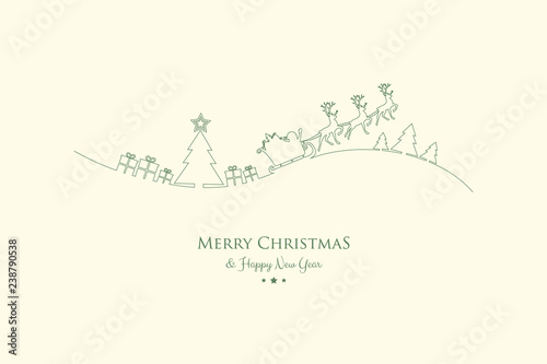 Christmas decoration with wishes and cartoon Santa Claus. Vector.