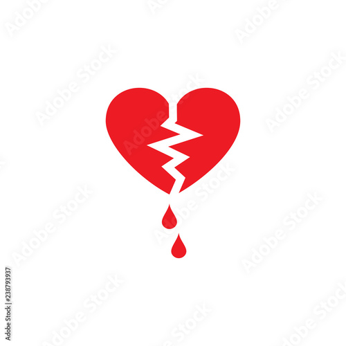 The vector picture of the broken heart. Set of vector icons. Termination of unfortunate love. Flat design.