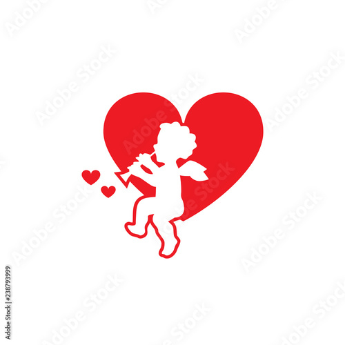 The vector picture the Love affair sits on heart. Set of vector icons. The love message in the letter. Flat design.