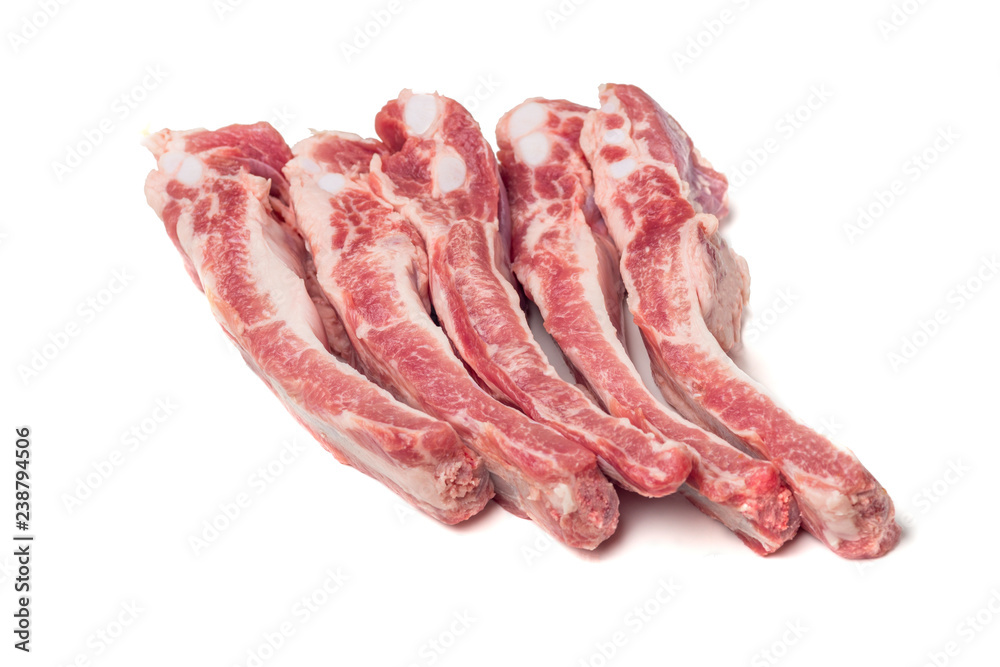 Sticky spare ribs on a white background with copy space. Sticky spare ribs on a white background with copy space.