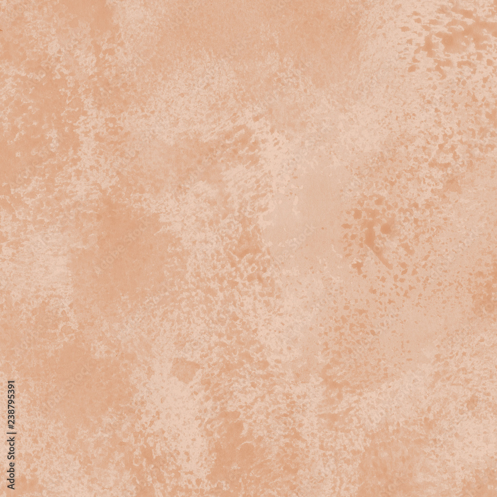 Fototapeta premium Orange watercolor texture with abstract washes and brush strokes on the white paper background.