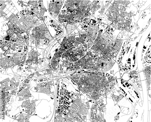 Mappa satellitare di Strasburgo, Francia, strade della città. Stradario e mappa del centro città photo