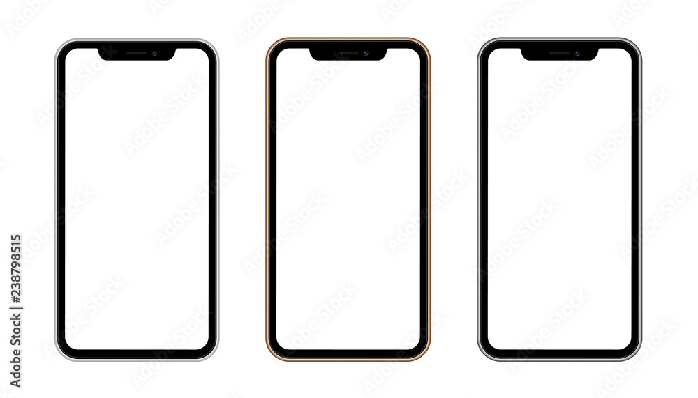 Silver, gold and black phone concept with blank screen isolated on isolated background. Vector quality illustration Silver, gold and black phone concept with blank screen isolated on isolated background. Vector quality illustration