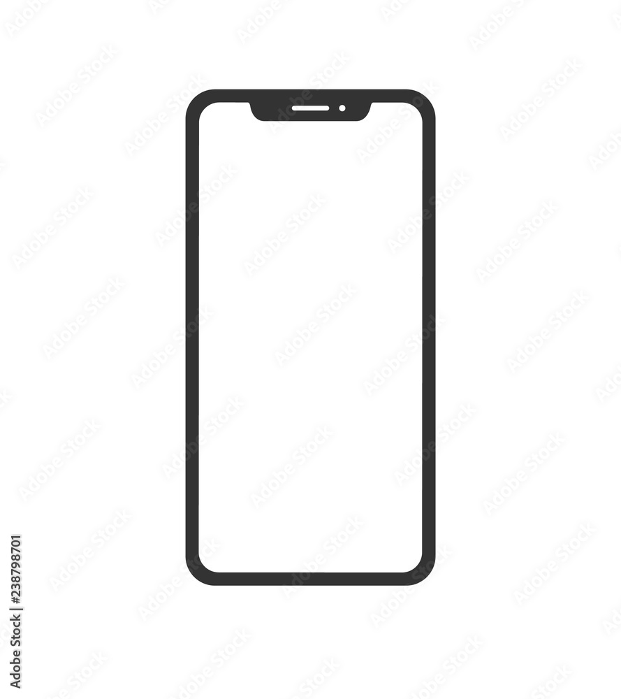 Black phone concept in minimalistic flat style, isolated with blank screen. Vector illustration. Black phone concept in minimalistic flat style, isolated with blank screen. Vector illustration.