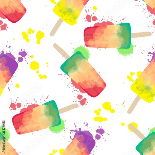 Ice cream seamless pattern, colorful summer background.