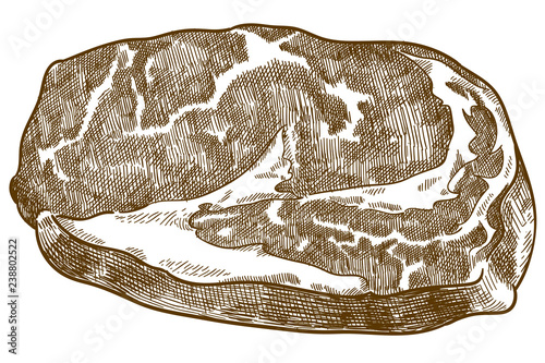 engraving illustration of rib eye steak