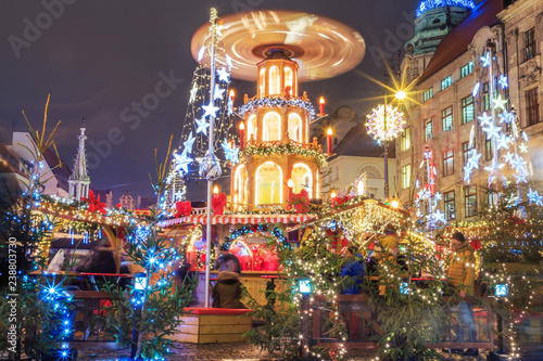 Christmas night market place in Wroclaw  Poland